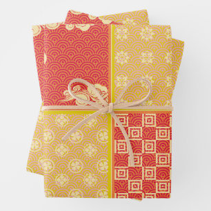 Japanisches Mix-Muster Geschenkpapier Set