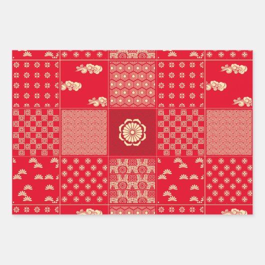 Japanisches Mix-Muster Geschenkpapier Set (Vorderseite)