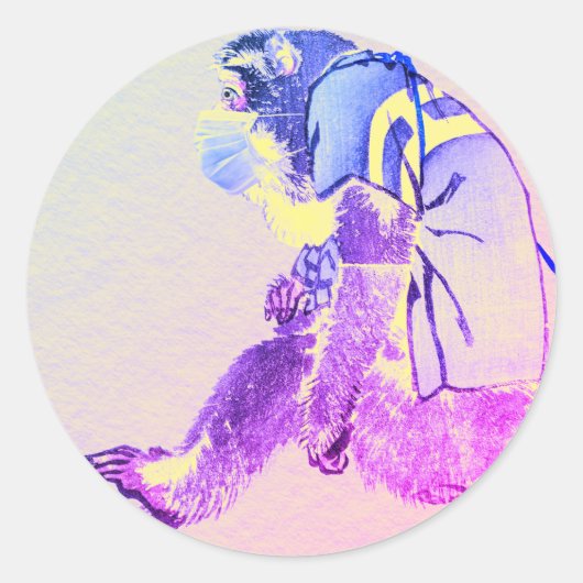 JAPANISCHES MONKEY MIT FACE MASK CUSTOM Aufkleber (Vorderseite)