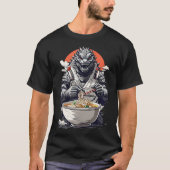 Japanisches Monster Kaiju Eating Ramen T-Shirt (Vorderseite)