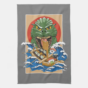 Japanisches Monster Sushi Lover Geschirrtuch