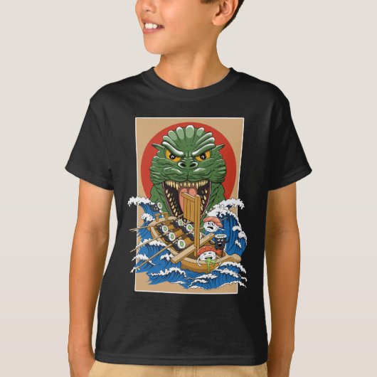 Japanisches Monster Sushi Lover T-Shirt (Vorderseite)