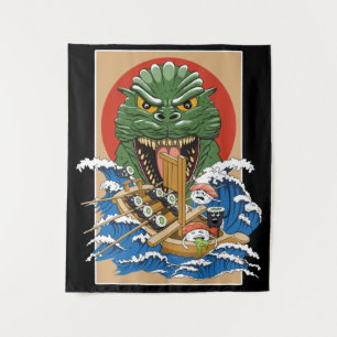 Japanisches Monster Sushi Lover Wandteppich