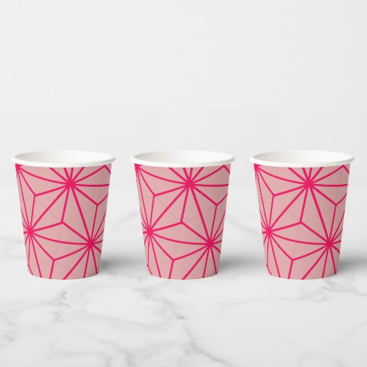 Japanisches Motiv Pink Paper Cups Pappbecher (Multi)