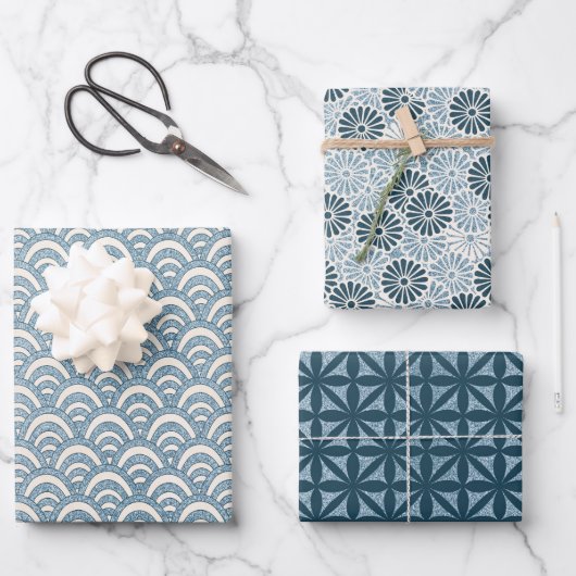 Japanisches Muster 2 Papierblätter Geschenkpapier Set (Vorderseite)