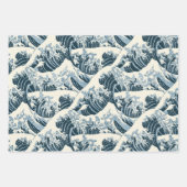 Japanisches Muster 3 Papierblätter Geschenkpapier Set (Vorderseite 3)