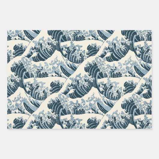 Japanisches Muster 3 Papierblätter Geschenkpapier Set (Vorderseite 3)