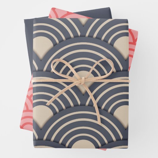 Japanisches Muster 3 Papierblätter Geschenkpapier Set (Beispiel)