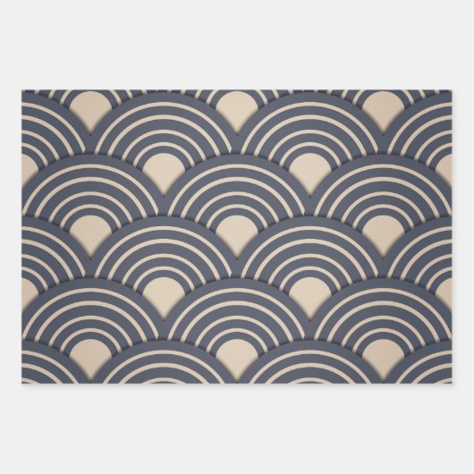 Japanisches Muster 3 Papierblätter Geschenkpapier Set (Vorderseite)