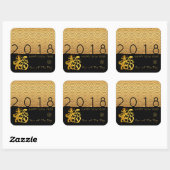 Japanisches Muster Gold Dog Jahr 2018 Square Stick Quadratischer Aufkleber (Blatt)