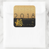 Japanisches Muster Gold Dog Jahr 2018 Square Stick Quadratischer Aufkleber (Tasche)