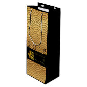 Japanisches Muster Gold Dog Jahr 2018 Weinbeutel Geschenktüte Für Weinflaschen (Vorderseite Schrägansicht)