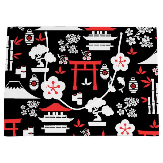 Japanisches Muster Große Geschenktüte (Vorderseite)