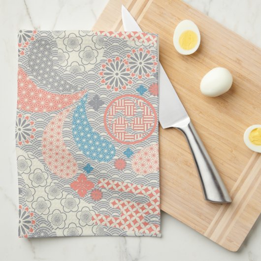 Japanisches Muster. Illustration. Geschirrtuch (Viertel Falte)