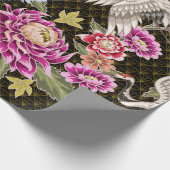 Japanisches Muster mit Blume und weißen Kranen Geschenkpapier (Ecke)