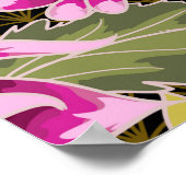 Japanisches Muster mit Blume und weißen Kranen Poster (Ecke)