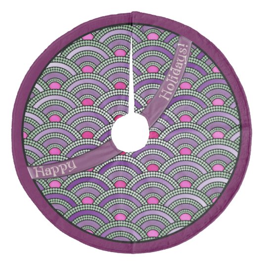 Japanisches Muster - Orchid und Celadon Fleece Weihnachtsbaumdecke (Vorderseite)