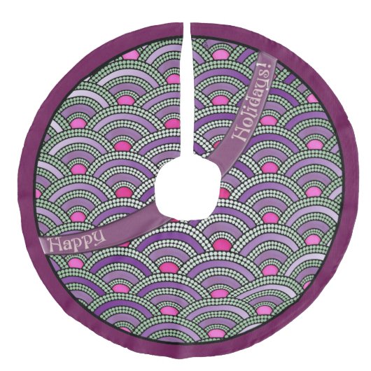 Japanisches Muster - Orchid und Celadon Fleece Weihnachtsbaumdecke (Vorderseite)