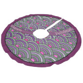 Japanisches Muster - Orchid und Celadon Fleece Weihnachtsbaumdecke (Schrägansicht)