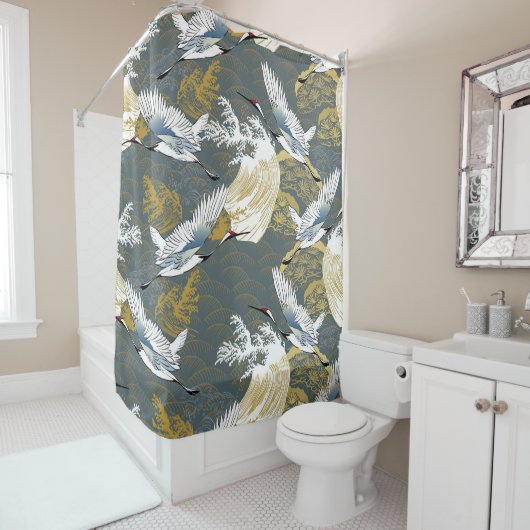 Japanisches Muster. Traditioneller Hintergrund Duschvorhang (Beispiel)