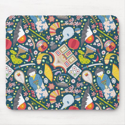 Japanisches Nahtloses Muster Mousepad (Vorne)