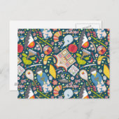 Japanisches Nahtloses Muster Postkarte (Vorne/Hinten)