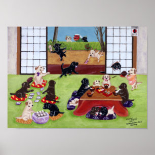 Japanisches New Year's Day Labradors Artwork Poster