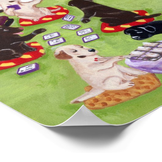 Japanisches New Year's Day Labradors Artwork Poster (Ecke)