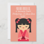 Japanisches niedlich rosa Party Einladung (Vorderseite)