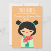 Japanisches niedlich-rosa-pfirsichfarbenes japanis einladung (Vorderseite)