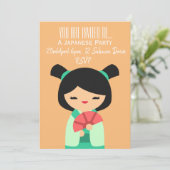 Japanisches niedlich-rosa-pfirsichfarbenes japanis einladung (Stehend Vorderseite)