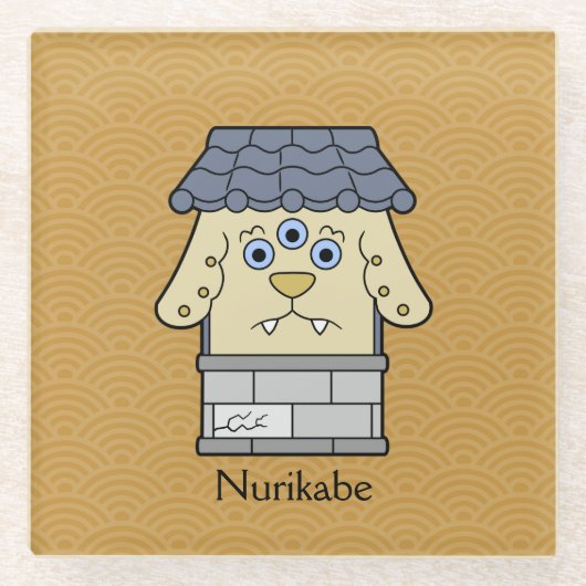 Japanisches Nurikabe Wall Monster: Cartoon Yokai Glasuntersetzer (Vorderseite)