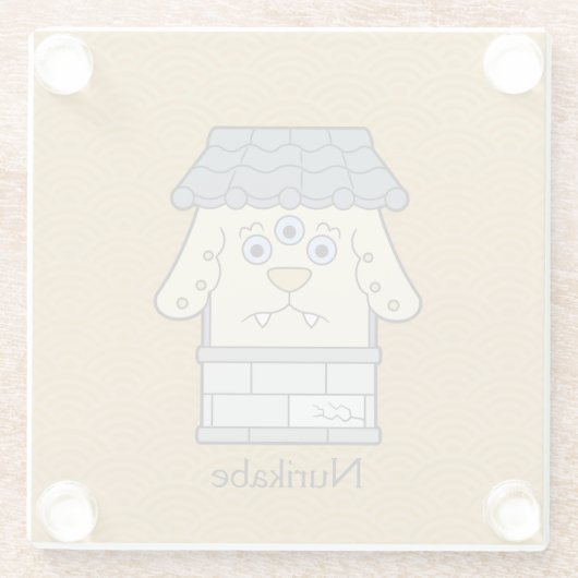 Japanisches Nurikabe Wall Monster: Cartoon Yokai Glasuntersetzer (Rückseite)