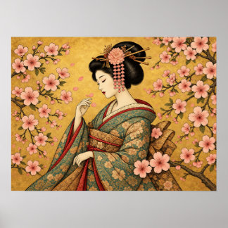 Japanisches Oiran-Kirschblütenposter Poster