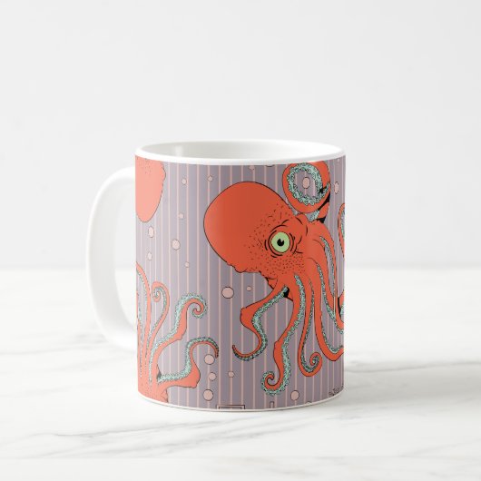 Japanisches Oktopus-Muster Kaffeetasse (Vorderseite Links)