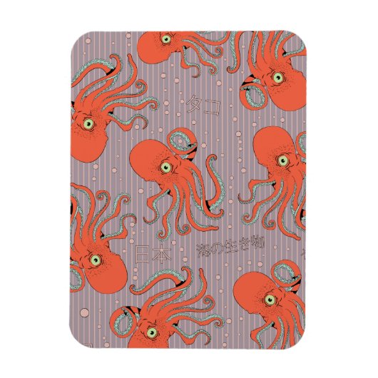 Japanisches Oktopus-Muster Magnet (Vertikal)