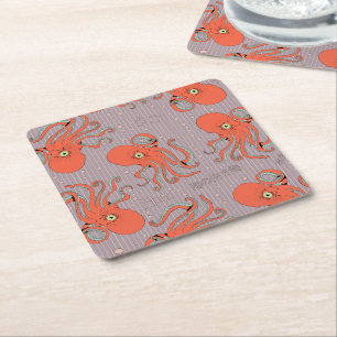 Japanisches Oktopus-Muster Rechteckiger Pappuntersetzer
