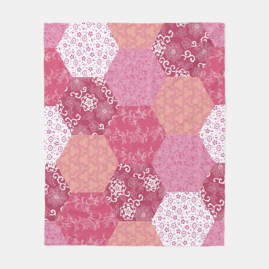 Japanisches Patchwork-Muster-Design Fleecedecke (Vorderseite)