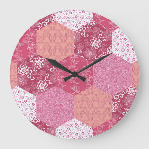 Japanisches Patchwork-Muster-Design Große Wanduhr