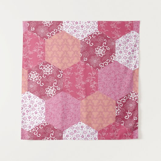 Japanisches Patchwork-Muster-Design Wandteppich (Vorderseite)