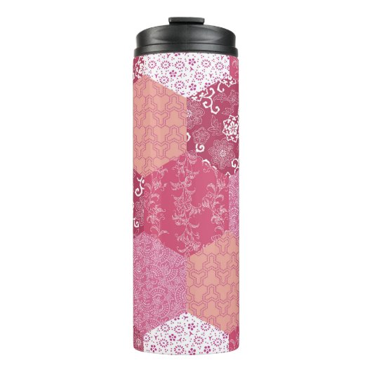 Japanisches Patchwork-Musterdesign Thermosbecher (Vorderseite)