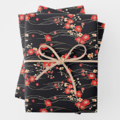 Japanisches Pflaumenblossom-Wellenmuster Geschenkpapier Set (Beispiel)