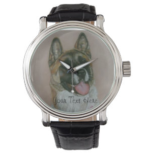 Japanisches Portrait von akita pinto und weißem H Armbanduhr