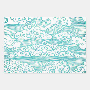 JAPANISCHES PRINT-Wrapping Paper Sheet-Set Geschenkpapier Set