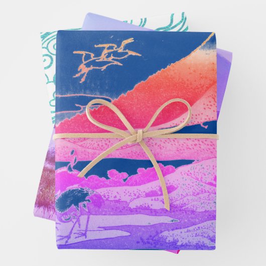 JAPANISCHES PRINT-Wrapping Paper Sheet-Set Geschenkpapier Set (Beispiel)