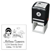 Japanisches Regenschirmmädchen in Kimono Permastempel (Beispiel)