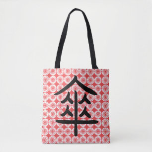 Japanisches Regenschirmmuster mit Kanji Tasche