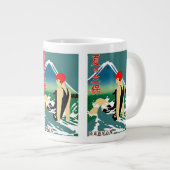Japanisches Reiseplakat 1930er Art Deco Girl Jumbo-Tasse (Vorderseite Rechts)