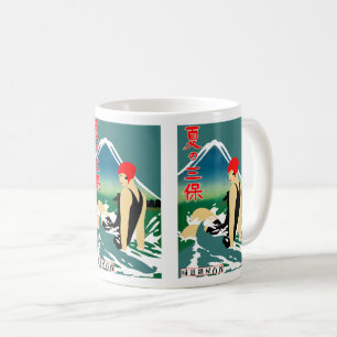 Japanisches Reiseplakat 1930er Art Deco Girl Kaffeetasse