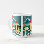 Japanisches Reiseplakat 1930er Art Deco Girl Kaffeetasse (Vorderseite Links)